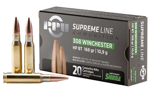 Ammunition Prvi Partizan Supreme 308Win PPU SUPREME 308WIN 168GR HPBT 20/200